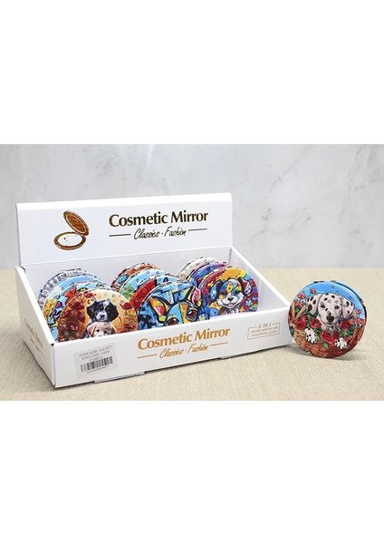 Buğz Sevimli Köpek Tasarımıyla Taş Işlemeli Ince El Aynası Yuvarlak ALK4577