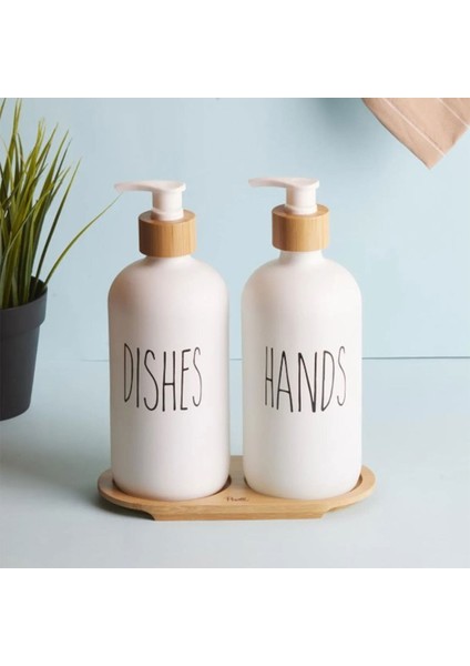 Lotion 2 Li Mutfak Sıvı Sabunluk Seti - Beyaz - 500 ml