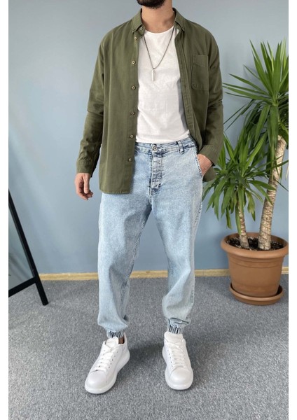 Haki Renk Cepli Uzun Kollu Kalın Kot Gömlek fiyatları