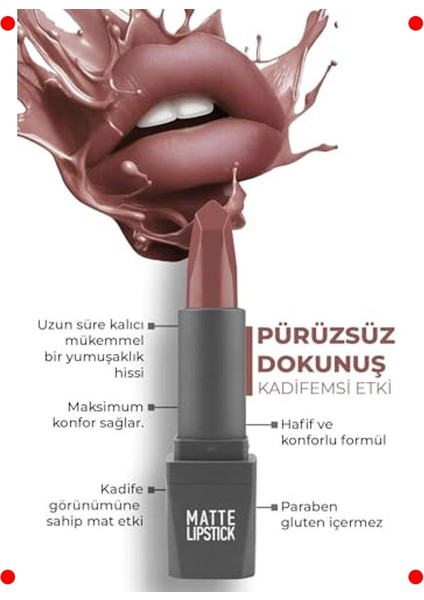 Kadifemsi Mat Ruj - Yoğun Renk & Nem (Kayısı Ton) indirimleri