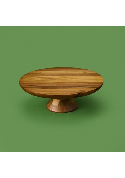 Yuvarlak Ayaklı Akasya Sunumluk - Kahverengi - 28 cm