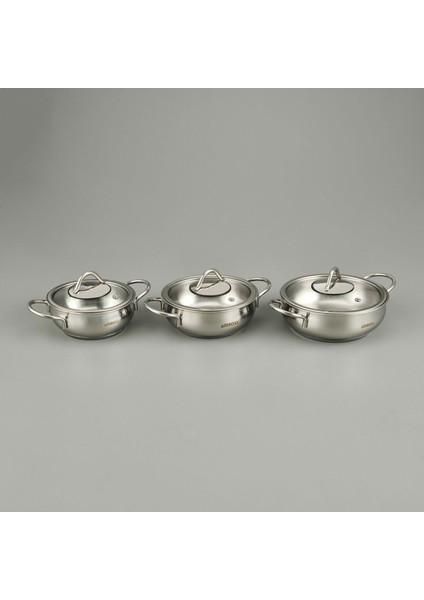 Stone Güveç Sahan Seti - Inox - 14-16-18 cm fiyatları