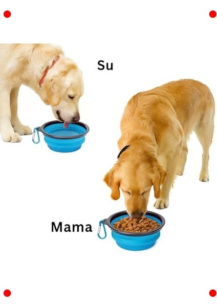 Katlanabilir Silikon Mama ve Su Kabı 350ML, Mavi fiyatları