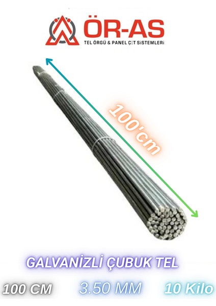 Çubuk Tel Galvanizli 3,50 mm x 10 kg x 100 cm – Doğrutulmuş Tel