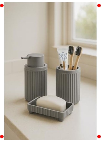 Gri Oval Akrilik 3 Parça Banyo Seti indirimleri