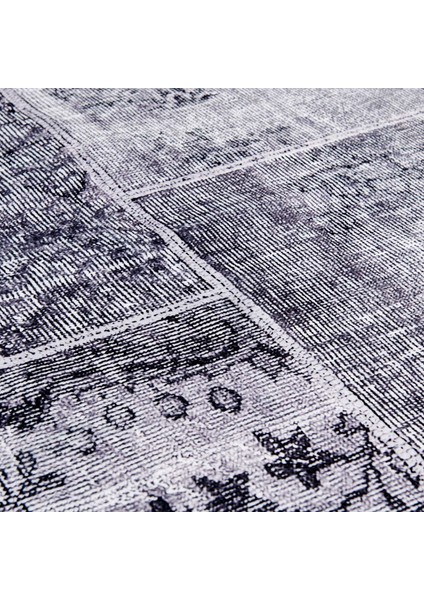 Kadife Patchwork Halı - Gri - 80X150 cm fiyatları