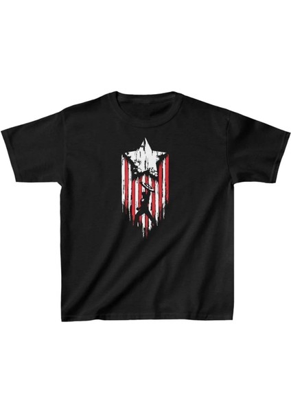 Unisex Çocuk Baskılı T-Shirt - Siyah