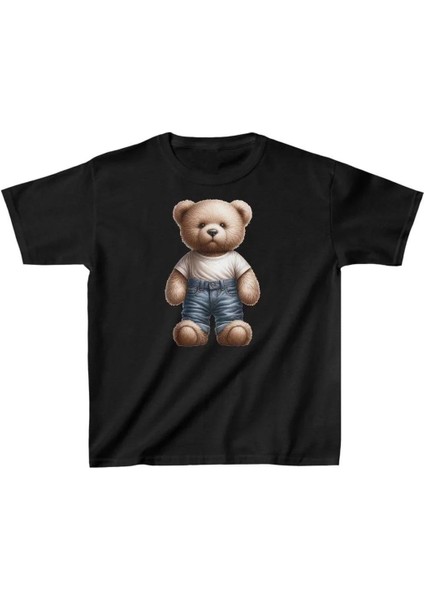 Unisex Çocuk Baskılı T-Shirt - Siyah