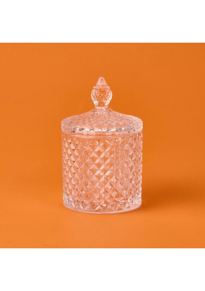 Baklava Desen Cam Kristal Şekerlik - Şeffaf - 8 cm