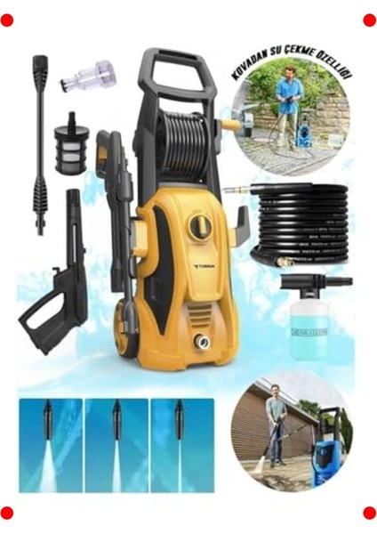 Sarı Yüksek Basınçlı Temizleme Makinesi 2000W 150 Bar fiyatları