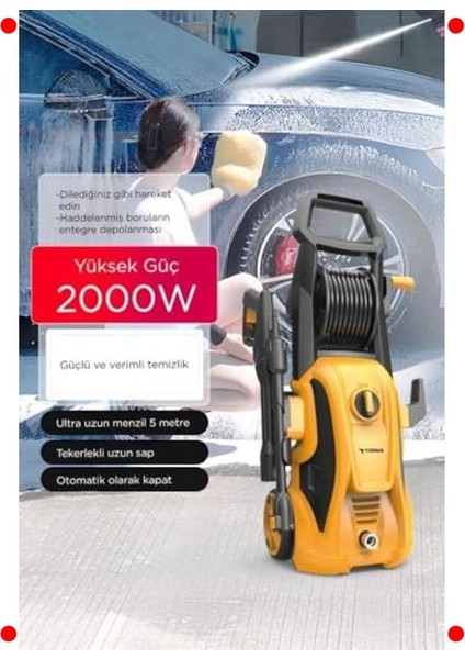 Sarı Yüksek Basınçlı Temizleme Makinesi 2000W 150 Bar fırsatları
