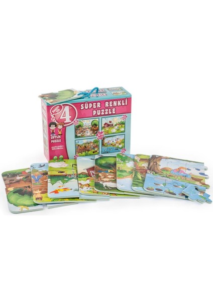 3222 Çiftlik Süper Renkli Puzzle 4lü