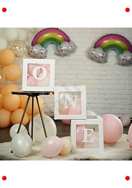 Ilk Yaş Günü Kutlama Balon ve Kutu Seti (Pembe-Beyaz) modelleri