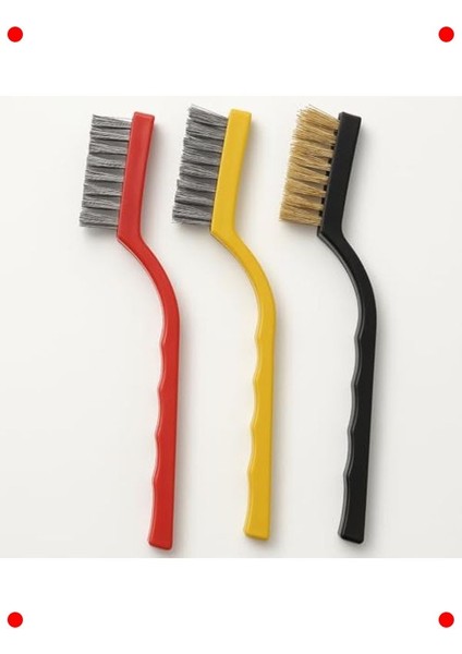 3'lü Tel Fırça Seti – Çelik, Pirinç, Naylon Temizleyici