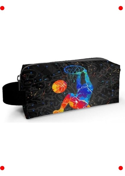 Gri Basketbol Temalı Tek Bölmeli Kalemlik - Erkek Çocuk