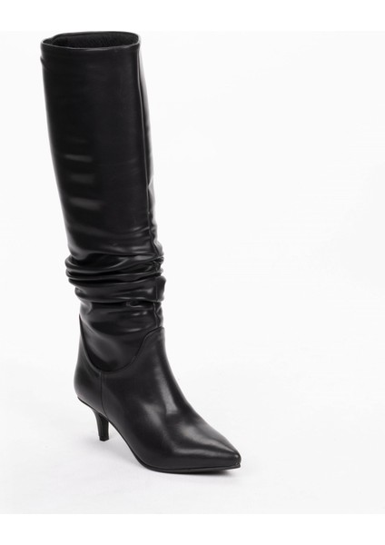 Vegan 6.5 cm Kısa Rahat Topuklu Sivri Burunlu Körüklü Uzun Kadın Çizme fiyatları