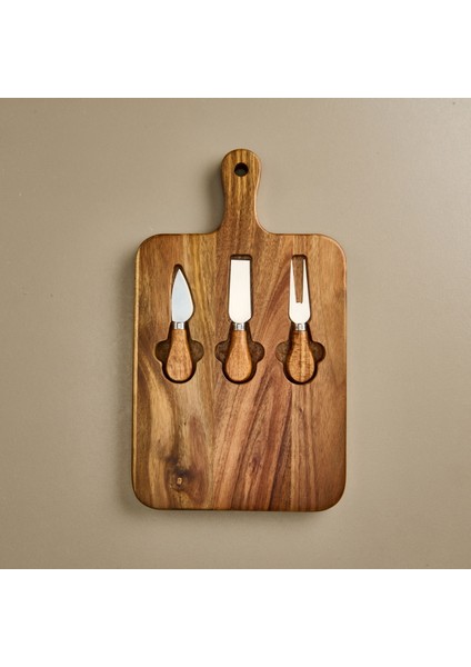 Akasya Bıçaklı Kare Peynir Sunum Tahtası - Kahverengi - 37X22 cm fiyatları
