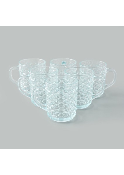 Glass Cam Balık Sırtı Desenli Kupa - Şeffaf - 240 ml