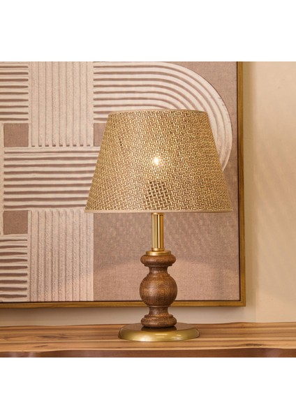 Lighting Fiona Ahşap Abajur - Ceviz Ayak / Kahverengi Başlık - 40 cm