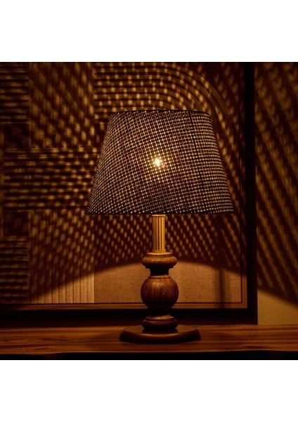 Lighting Fiona Ahşap Abajur - Ceviz Ayak / Kahverengi Başlık - 40 cm fiyatları