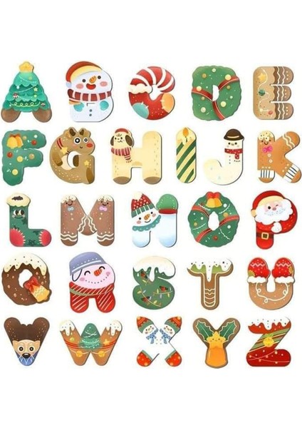 Noel Temalı Harfler Telefon Laptop Notebook Tablet Defter Matara Stiker Etiket ST2063