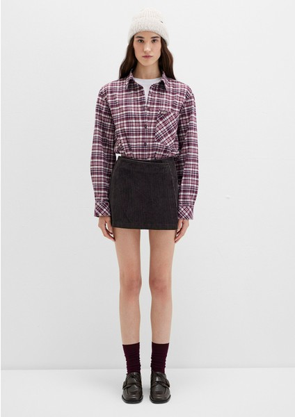 Kadife Kahverengi Şort Etek 1410234-90892