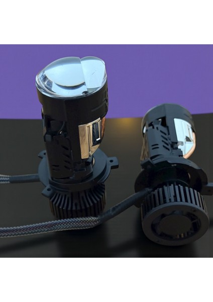 H4 Mercekli LED Zenon 60W Güç 23.000LÜMEN Pragon LED Zenon Şimşek Etkili 12-24V Uzun Ömürlü Güçlü Çizgisel Odak