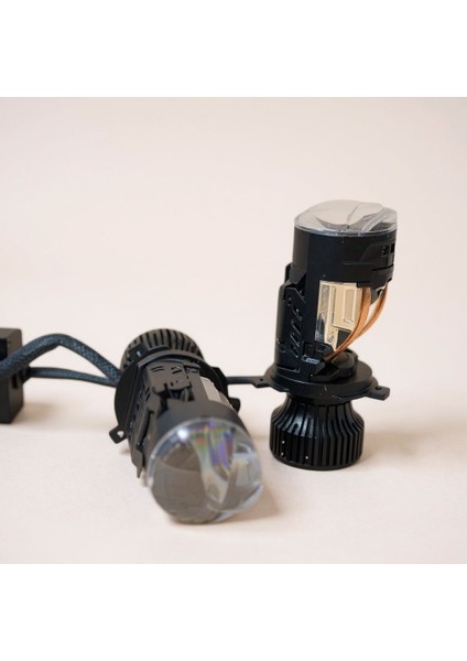 H4 Mercekli LED Zenon 60W Güç 23.000LÜMEN Pragon LED Zenon Şimşek Etkili 12-24V Uzun Ömürlü Güçlü Çizgisel Odak