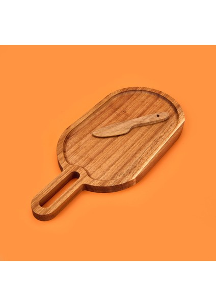 Akasya Oval Sunumluk - Kahverengi - 30X14 cm