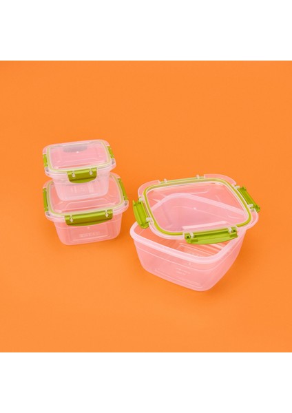 Plastik Kare Sızdırmaz Kilitli Saklama Kabı - Haki