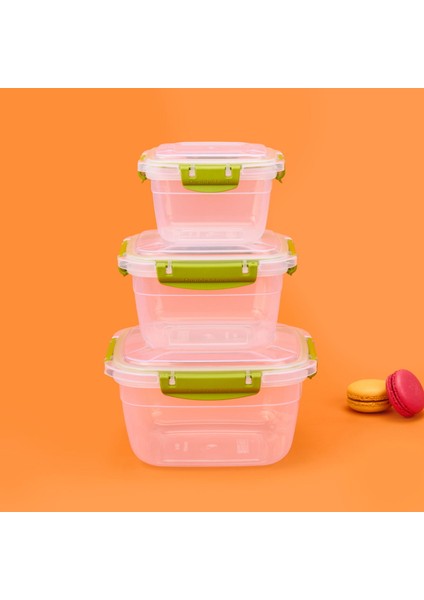 Plastik Kare Sızdırmaz Kilitli Saklama Kabı - Haki fiyatları