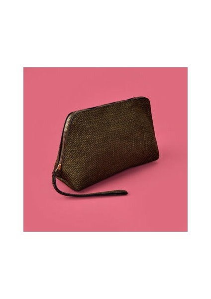Hasır Görünümlü Pvc Kozmetik Çantası - Haki - 16X23 cm fiyatları