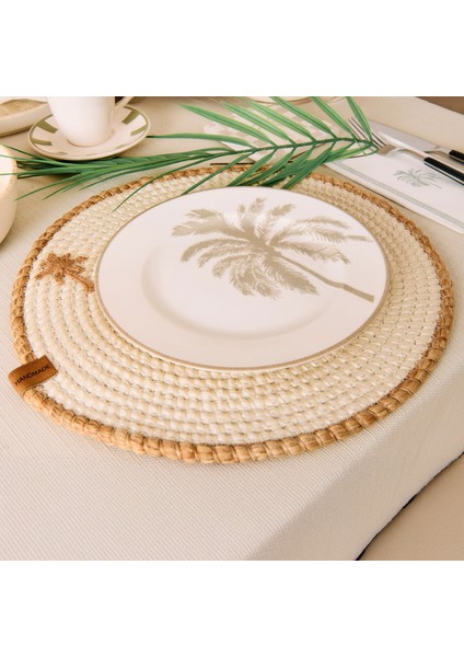 Soft Palm Nakışlı Supla - Ekru - 33X33 cm fiyatları