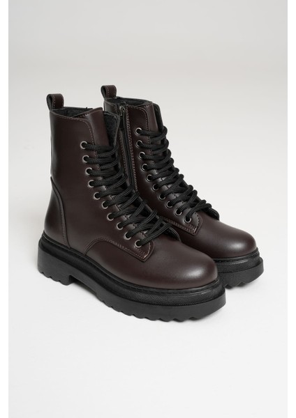 Cool Premium Özel Tasarım Kışlık Acı Kahve Kalın Tabanlı Kadın Bot