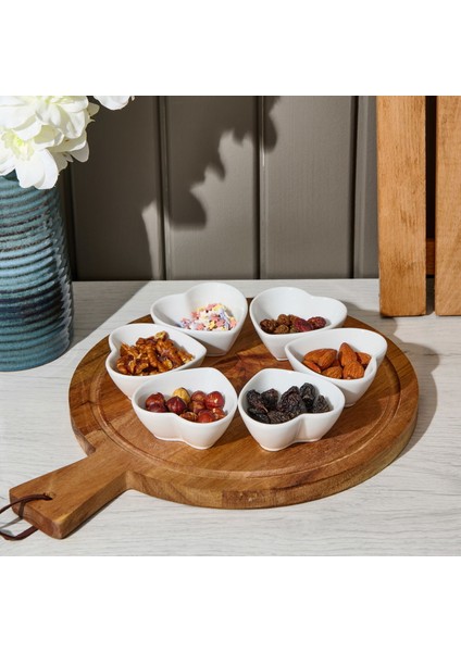 Kalpli Porselen 6'lı Sosluk - Beyaz - 3 cm