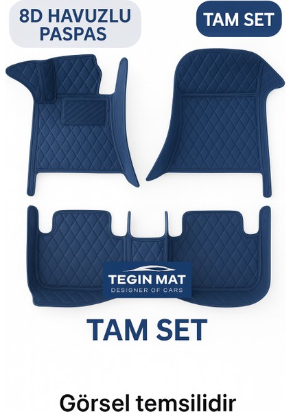 Renault Austral 2024 Sonrası 8d Araca Özel Havuzlu Suni Deri Paspas Lacivert (Tam Kaplama, 11 Mm, Kokusuz)