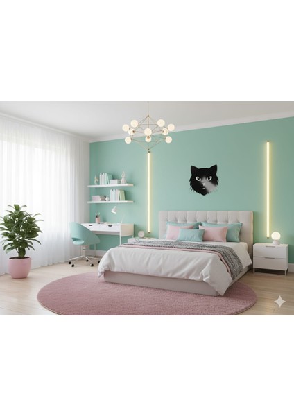 Minimalist Kedi Silüeti Duvar Süsü | 3D Baskı Genç Odası Dekoru