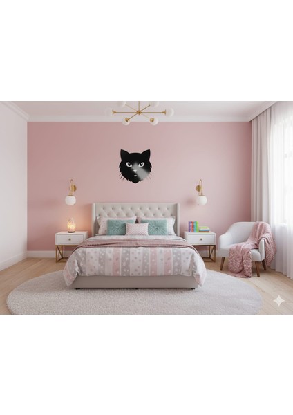 Minimalist Kedi Silüeti Duvar Süsü | 3D Baskı Genç Odası Dekoru modelleri