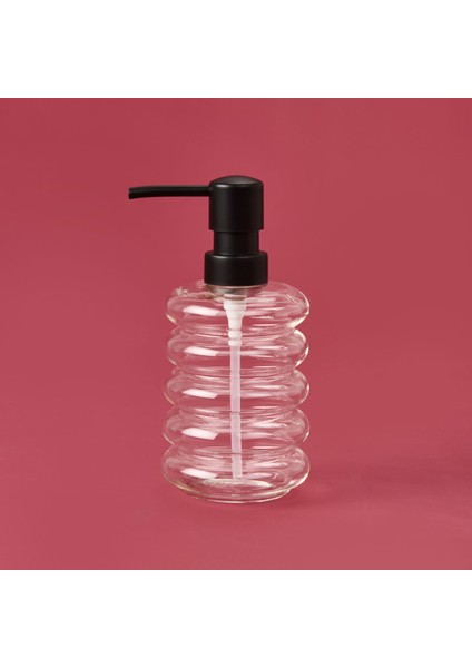 Kapaklı Borosilikat Cam Sıvı Sabunluk - Şeffaf / Siyah