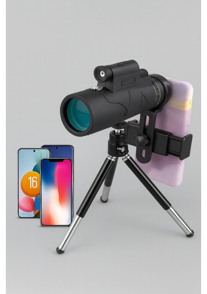 50X60 Hd Monoküler Teleskop – Telefon Uyumlu Tripodlu Profesyonel Dürbün