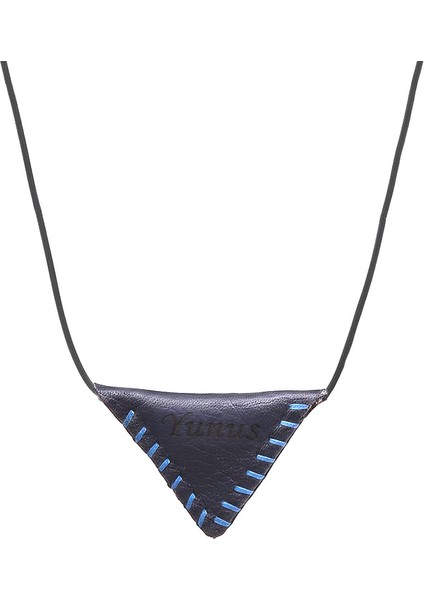 Siyah Ip Zincirli Isme Özel Yazılı Lacivert Gerçek Deriden El Yapımı Erkek Cevşen Kolye