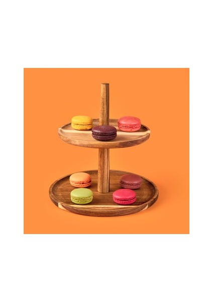 Houseware 2 Katlı Akasya Sunumluk - Kahverengi - 23 cm fiyatları