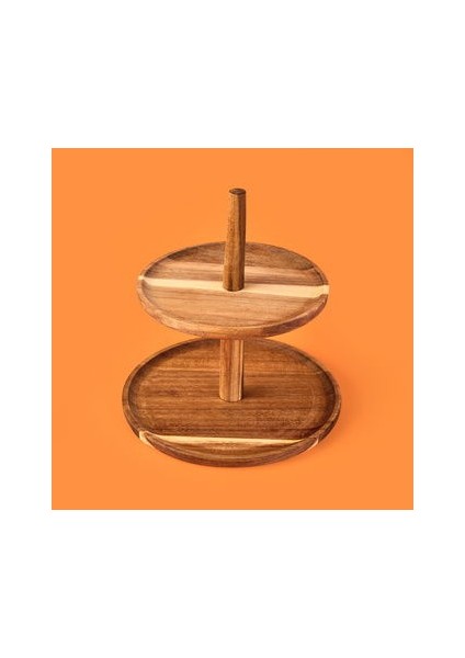 Houseware 2 Katlı Akasya Sunumluk - Kahverengi - 23 cm modelleri