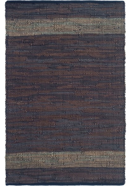 Home 2053C Deri Bordürlü Kilim - Kahverengi - 75X150 cm