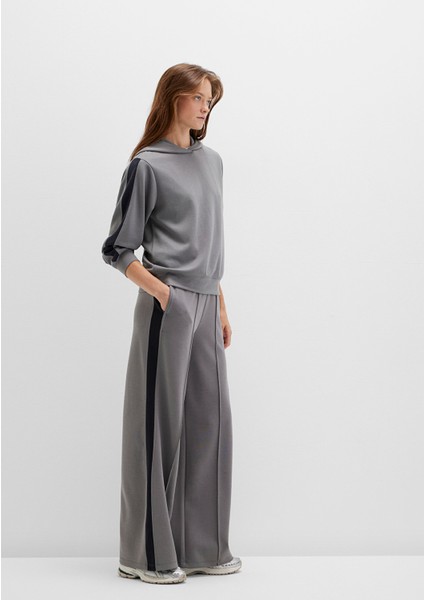 Şerit Detaylı Tencel Tm Modal Gri Eşofman Altı 1011104-82577