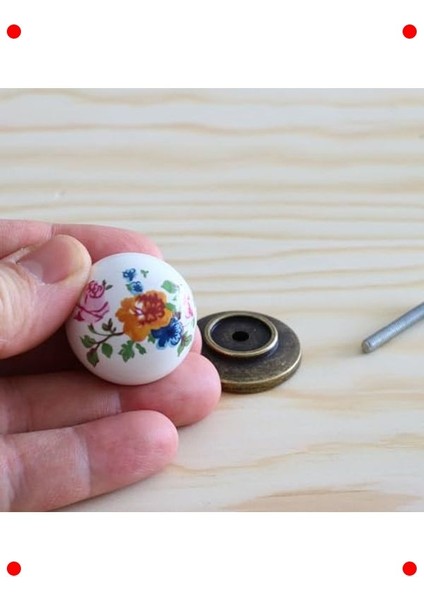 Çiçekli Porselen Düğme Kulp - Mobilya Dolap Çekmece fırsatları