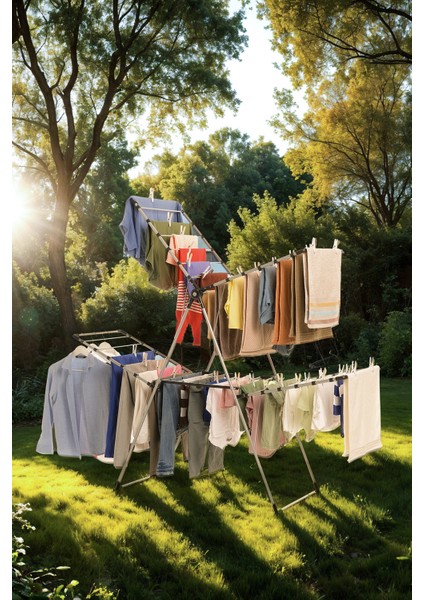 Flexdry 2 Katlı 25 Metre Asma Boylu, Uzun Ömürlü, Rahat Kullanımlı Çamaşır Kurutmalık