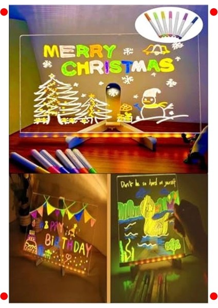 LED Işıklı Yazı ve Çizim Tahtası (20X20 Cm)