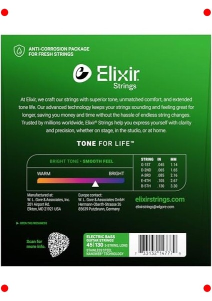 Uzun Ömürlü 5 Telli Bas Gitar Teli Seti, Çelik, 45-130 fiyatları