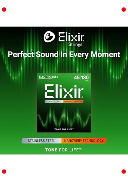 Uzun Ömürlü 5 Telli Bas Gitar Teli Seti, Çelik, 45-130 modelleri